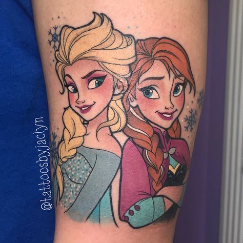 2,732 Likes, 28 Comments - 🦄Jackie Huertas 🌈 (@tattoosbyjaclyn) on Instagram: “Frozen sisters for the lovely Agnes!! (Scar cover)Your so sweet I’m so happy to meet you! #tattoo…” Your So Sweet, Frozen Tattoo, Prince Tattoos, Anna Und Elsa, Disney Sleeve, Sarah Miller, Frozen Sisters, Disney Princesses And Princes, Anna And Elsa