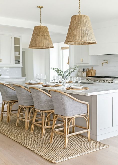 Are you obsessed with soft blues and that timeless, can't-stop-staring elegance? Because same!😍 This kitchen is basically a heart-stealer with its dreamy light blue cabinets and chic brass accents—like the perfect match between modern luxury and classic charm. And can we talk about the natural wood tones in the rug and decor? Instant cozy vibes that just make you want to whip up something special (or at least pretend you’re hosting a cooking show 😉).⁣ ⁣ So, which kitchen style are you vibing.. Serena And Lily Kitchen, Light Blue Cabinets, Can We Talk, Blue Cabinets, Serena And Lily, Wood Tones, Serena & Lily, Cooking Show, Cozy Vibes