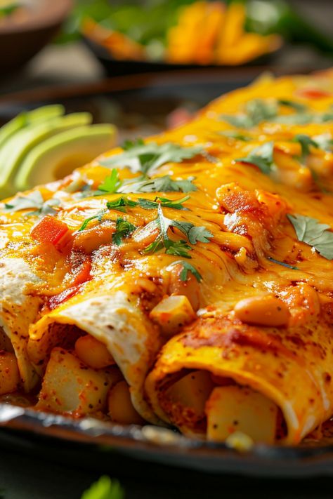 Vegan Bean and Potato Enchiladas - plantbasedpalate.com Potato Enchiladas Mexican, Vegan Potato Dishes, Enchilada Vegetarian, Vegan Spanish Recipes, Vegan Mexican Food, Potato Enchiladas, Vegetarian Mexican Recipes, Vegan Bean, Guatemalan Recipes