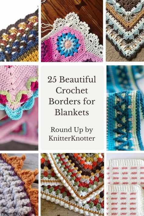 25 beautiful crochet borders for baby blankets or afghans. This list features a variety of border ideas so there is something for every ability and plenty to choose from! Modern Crochet Borders For Blankets, Cute Crochet Blanket Borders, Afghan Edges Crochet, Crochet Shell Borders For Blankets, Thick Crochet Border, Crochet Borders For Sweaters, Crochet Border Stitches For Blankets, C2c Blanket Border Ideas, Crochet Border For Blanket