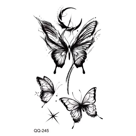 Faster shipping. Better service Moon And Butterfly Tattoo, Butterfly Moon Tattoo, Moon And Butterfly, Butterfly Moon, Butterfly Back Tattoo, Female Tattoos, Sticker Flower, Tattoo Templates, Fresh Tattoo