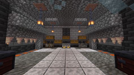 Smelters hooked up to hoppers ad chests Lava made renewable using dripstone Survival Builds, Minecraft Survival, Minecraft Buildings, Minecraft Ideas, Minecraft, Building