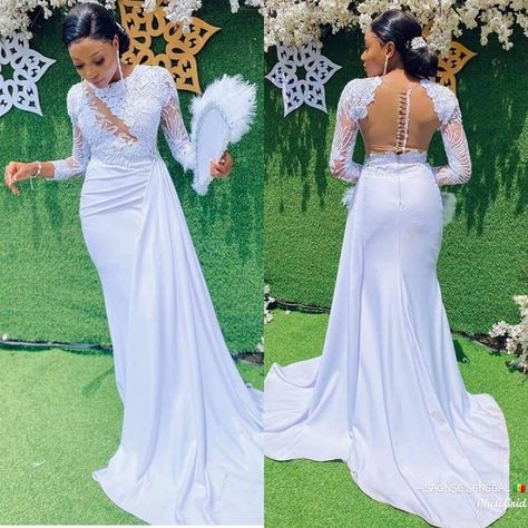 Owambe Lace Styles, White Lace Styles, Lace Styles Asoebi, Wedding Dresses London, Bride Reception Dresses, White Lace Gown, Elegant Bridal Dress, African Bridal Dress, African Bridesmaid Dresses