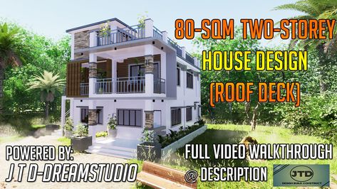 J T D -Design, Build and Construct - Two storey house design with rooftop - modern house design two-storey residential with roof deck | Facebook House With Rooftop Deck Modern, 3 Storey House Design With Roof Deck, 2 Storey House With Rooftop, House Design With Rooftop, Painting House Interior, Two Storey House Design, Garden House Ideas, 3 Storey House, Double Story House