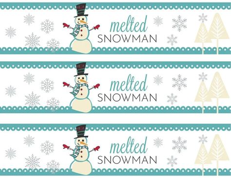 Candy Labels Printables Free, Water Bottle Wraps Free Printable, Water Bottle Label, Free Printable Water Bottle Labels, Melted Snowman Labels Free, Water Bottle Snowman, Water Bottle Labels Free Printables, Snowman Soup Labels, Snowman Water Bottle