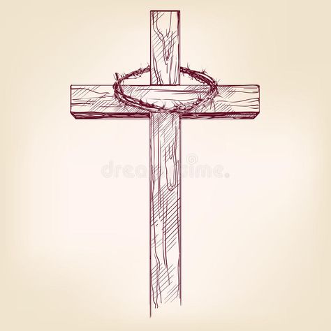 Cross And Crown Of Thorns, A Symbol Of Christianity Hand Drawn Vector Llustration Stock Vector - Illustration of religion, celebration: 66447993 Crown Thorns, Sake Tattoo, Symbol Of Christianity, Thorn Tattoo, Cross Drawing, Celtic Cross Tattoos, Jesus Drawings, Realistic Sketch, Cross Tattoo Designs