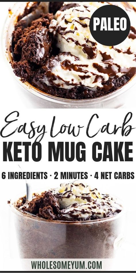 Chocolate Cake In A Mug, Chocolate Mug Cake Recipe, Low Carb Mug Cakes, Paleo Chocolate Cake, Keto Chocolate Mug Cake, Dessert Mousse, Mug Cake Recipe, Microwave Cake, Chocolate Mug Cake