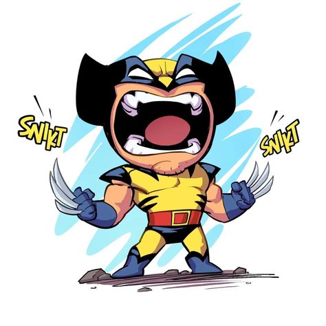 Wolverine Cartoon Drawing, Chibi Wolverine, Character Tattoo Ideas, Wolverine Cartoon, Wolverine Tattoo, Patrick Brown, Wolverine Artwork, Xman Marvel, Chibi Marvel