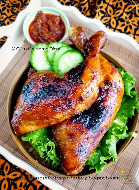 Ayam Bakar Kecap, Baked Honey Garlic Chicken, Sauce For Vegetables, Honey Garlic Chicken Wings, Cucumber And Tomato, Sweet Soy Sauce, Soy Sauce Chicken, Garlic Chicken Wings, Resepi Ayam