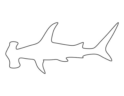 Hammerhead shark pattern. Use the printable outline for crafts, creating stencils, scrapbooking, and more. Free PDF template to download and print at http://patternuniverse.com/download/hammerhead-shark-pattern/ Shark Cutout Template, Shark Templates Free Printable, Hammerhead Shark Outline, Printable Shark Template, Shark Outline Drawing, Shark Template, Hammerhead Shark Drawing, Shark Outline, Chihiro Cosplay