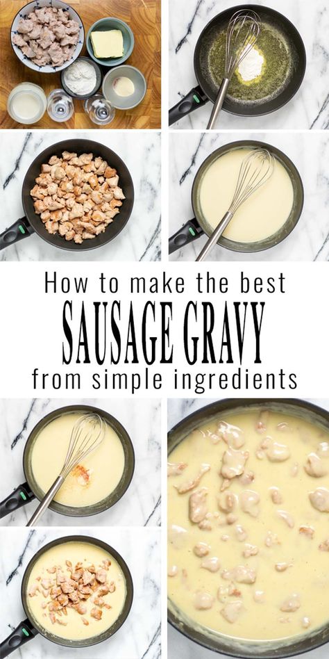 Sausage Gravy is amazing served with biscuits for breakfast or lunch and dinner, with rice, noodles, or mashed potatoes. Find out how to make this basic recipe that comes together in under 20 minutes. Once tried you will agree this is seriously the best sausage gravy recipe and the only you need. #vegan #vegetarian #dairyfree #dinner #lunch #contentednesscooking #sausagegravy Dairy Free Biscuits And Gravy, Best Sausage Gravy, Best Sausage Gravy Recipe, Dinner With Rice, Biscuits For Breakfast, Vegan One Pot Meals, Sausage And Gravy, Portable Meals, Dairy Free Biscuits