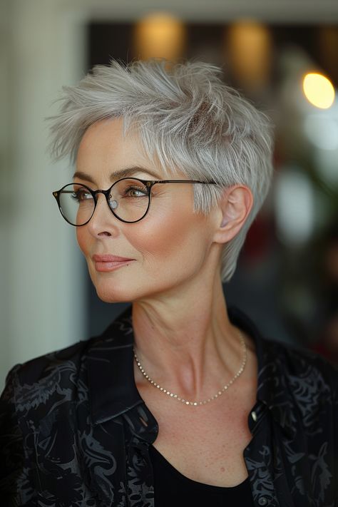 34 Stunning Pixie Haircuts for Women Over 60 That Will Take Years Off – CreativeBooster Pixie For Thick Hair, Cropped Pixie, Pixie Haircuts For Women, Short White Hair, Short Silver Hair, Short Hair Pixie Cuts, Messy Short Hair, Hairstyle Inspiration, Hot Hair Styles