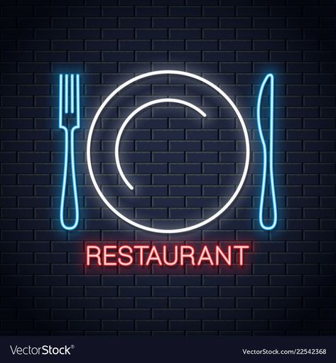 Logo On Wall, Mini Restaurant, Sign Restaurant, Fork And Knife, First Watch, Wall Logo, Georgetown Tx, Neon Logo, Cottage In The Woods