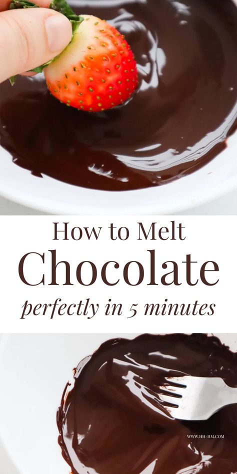 learn how to melt chocolate perfectly; we'll be melting chocolate on the stove and in the microwave; with milk and for dipping; Use the melted chocolate in your favorite chocolate recipes; How To Melt Dark Chocolate, Melting Chocolate For Dipping, Melt Chocolate For Dipping, Healthy Dessert Recipes Chocolate, How To Melt Chocolate, Melt Chocolate In Microwave, Dark Chocolate Bark, Fudge Chocolate, Glaze For Cake