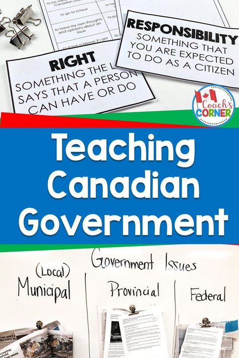 Almost all Canadian Grades 4-6 educators have to introduce their students to Canadian government systems, but it can be engaging and fun, instead of the boring topic some people regard it as. This blog post contains 3 great ideas for getting your students actively involved in their learning! Grade 4 Social Studies Ontario, Canadian Government Grade 5, Monarchy Government, Canadian Social Studies, Government Lessons, Teaching Government, Canadian Government, Social Studies Curriculum, Levels Of Government