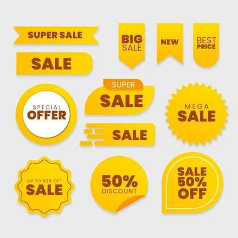 Collection of sales label Free Vector | Free Vector #Freepik #freevector #sale #label #badge #promotion Badge Shapes, Sale Icon, Sale Sticker, Sale Ends Today, Print Design Template, Logos Retro, Free Labels, Retro Logos, Social Media Logos