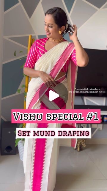 Set Mundu draping Set Mundu Styling, Mekhela Chador, Saree Draping, Desi Style, April 6, Traditional Attire, Instagram Bio, My Youtube Channel, On Set