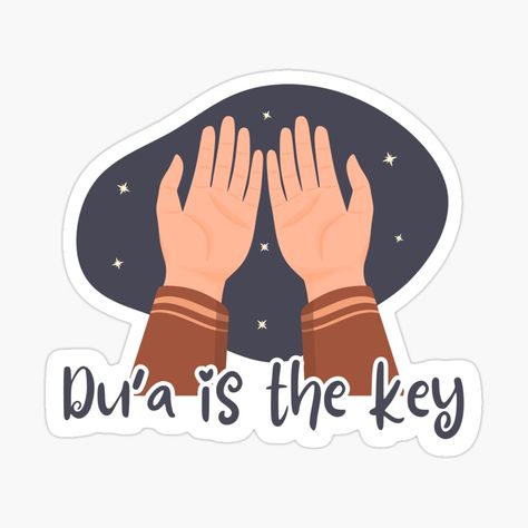 Get my art printed on awesome products. Support me at Redbubble #RBandME: https://www.redbubble.com/i/sticker/Du-a-is-the-key-islamic-artwork-by-dreaminks/157874192.EJUG5?asc=u Islamic Stickers Printable, Stickers Islamic, Islamic Stickers, Quran Journaling, Islamic Celebrations, Whatsapp Stickers, Sticker Design Inspiration, Printable Vintage Art, Digital Art Beginner