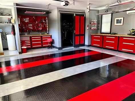 Racedeck Garage Flooring, Garage Transformation, Garage Floors, Cool Garages, Garage Flooring, Mechanic Shop, Garage Remodel, Old Garage, Bike Trailer