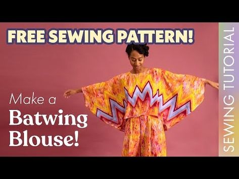 (13999) DIY Batwing Blouse ☆ FREE SEWING PATTERN + tutorial - YouTube Batwing Blouse Pattern, Butterfly Sleeves Pattern, Batwing Shirt, Batwing Sleeve Top, Batwing Blouse, Free Sewing Pattern, Blouse Pattern Sewing, Tunic Pattern, Top Sewing Pattern