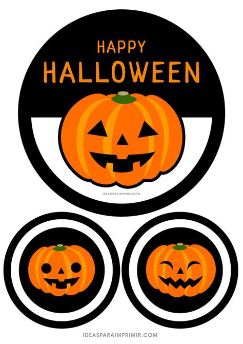 Círculos, toppers o stickers de Halloween con la imagen de Calabazas. Listos para descargar e imprimir!! Gratis. Scary Candles, Halloween Crayons, Halloween Classroom Decorations, Simple Halloween Decor, Halloween Party Bags, Imprimibles Halloween, Halloween Kit, Adornos Halloween, Halloween Crafts Decorations