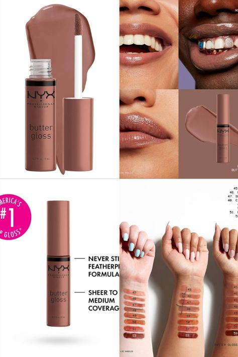 NYX PROFESSIONAL MAKEUP Butter Gloss Brown Sugar, Non-Sticky Lip Gloss - Butterscotch (Neutral Light Brown) Nyx Butter Gloss Butterscotch, Neutral Lip Gloss, Lip Combos, Nyx Butter, Nyx Butter Gloss, Butter Gloss, Contour Makeup, Nyx Professional Makeup, Professional Makeup