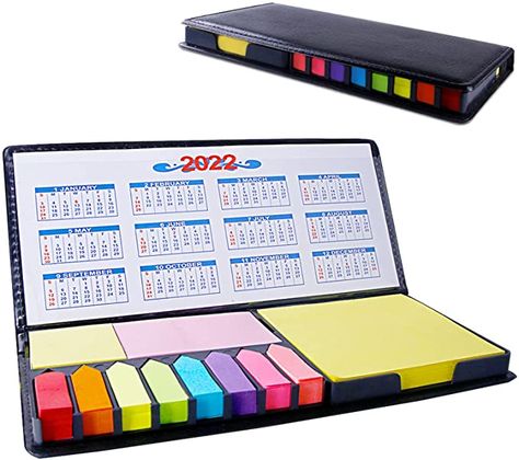 Amazon.com : 2000 Pages Multicolor Sticky Note Set, Color Memo Pads with Leather Packing Box, Colored Divider Self-Stick Notes Pads Bundle with Calendar 2022 for Office School Home Bible (350g) - DoGeek : Office Products Sticky Notes Book, Transparent Sticky Notes, Stick Notes, Calendar 2022, Teacher Desk, Memo Pads, Sticky Pads, 12 December, Study Tips College