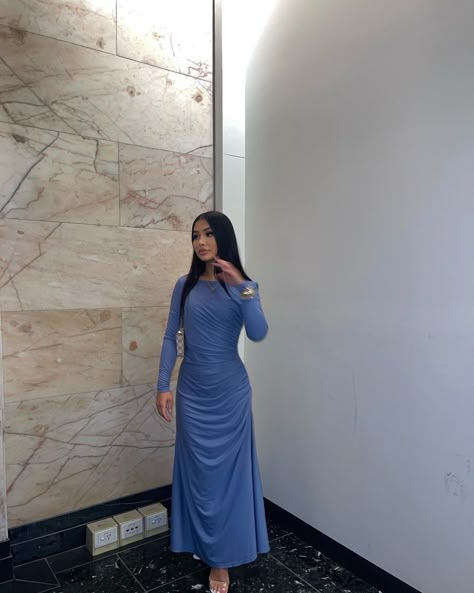 Modest Maxi Dress Summer, Modest Fashion Shein, Dresses Shein Outfits, Church Formal Dress, Modest Dresses Summer, Modest Shein Dresses, Modest Elegant Dress, Shein Blue Dress, Classy Maxi Dress Summer