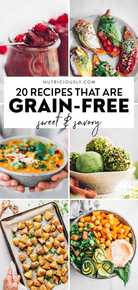 No grains, no problem! Enjoy these easy and tasty grain-free recipes from breakfast to dinner and dessert. Including salads, bowls, soups, casserole, biscuits, and more! Grain Free Diet Plan, Grain Free Recipes Dinner, Grain Free Dinner, Salads Bowls, Grain Free Breakfast, Lean Protein Meals, Recipes Savory, Grain Free Diet, Grain Free Desserts