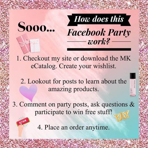 Mary Kay Facebook Party Posts, Mary Kay Games Online Facebook Party, Mary Kay Virtual Party Posts, Mary Kay Ideas, Mary Kay Booking Scripts, Mary Kay Party Games, Mary Kay Business Tools, Mary Kay Booking, Mary Kay Party Invitations