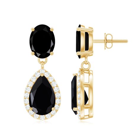 4.75 CT Lab Created Black Diamond Classic Teardrop Earrings with Diamond Halo Lab Created Black Diamond - ( AAAA ) - Quality - Rosec Jewels Black Diamond Earrings, Black Onyx Earrings, Bridal Earrings Drop, Spinel Gemstone, Book Jewelry, Onyx Earrings, Signature Jewelry, Black Spinel, Timeless Jewelry