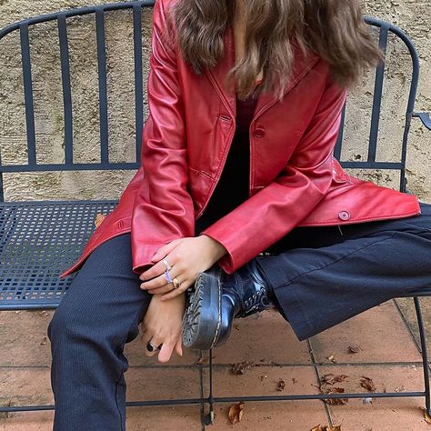 Red Leather Blazer, Ruby Lyn, Chunky Silver Rings, The Ancient Magus Bride, Red Blazer, Scarlet Witch, Leather Blazer, Crows, Doc Martens