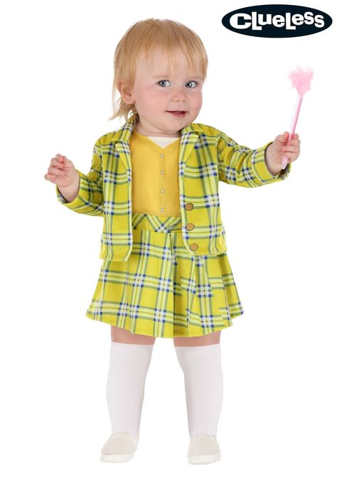 44 Of The Best Baby Costume Ideas For Halloween - Brit + Co 12 Month Halloween Costume, Toddler Halloween Costumes Girl, Creative Baby Costumes, Best Baby Costumes, Baby Costume Ideas, Cher Costume, White Knee Socks, Costume Ideas For Halloween, Clueless Costume