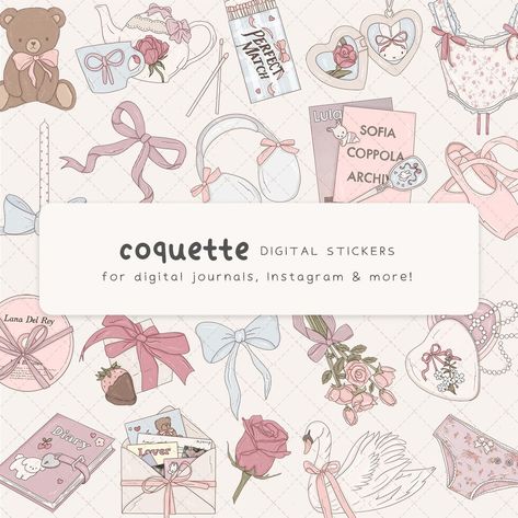 Coquette Digital Stickers happyplannerideas #productplannerprintable #eventplanner📃. Coquette Digital Journal, Cute Journaling Stickers, Transparent Stickers Png, Cute Png Stickers, Aesthetic Stickers For Journal, Aesthetic Digital Journal, Cute Journal Stickers, Planner Stickers Aesthetic, Digital Journal Aesthetic