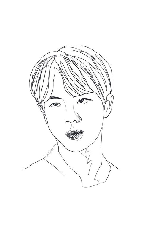 Jin Line Art, Music Drawings Doodles, Drawing Bts, Aesthetic Illustration, Bts Tattoos, Bullet Journal Cover Ideas, Music Drawings, Digital Art Beginner, Beauty Art Drawings