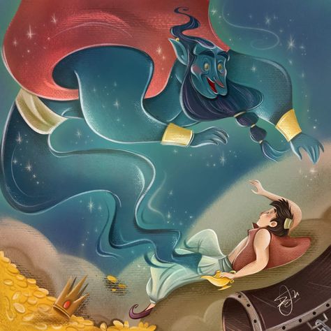 Aladdin on Behance Aladdin Illustration, Aladdin Art, Magic Lamp, Aladdin, Fairy Tale, Fairy Tales, Illustration Art, Disney Princess, Disney Characters