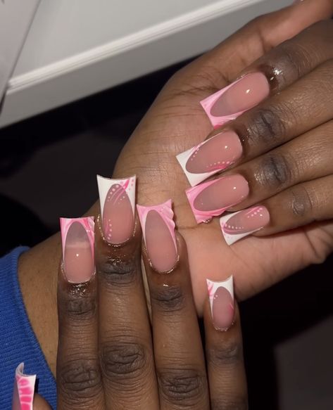 Nails Vacay, Valentines Nails French, Nail Inspo Hello Kitty, Duck Nails Short, French Tip Nails Pink, Azul Nails, Nails Sanrio, Nails Freestyle, Nails Duck