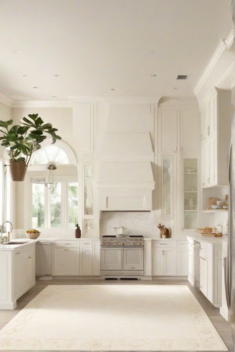 kitchen wall paint,wall paint color,white rug decor,paint color coordination Alabaster Kitchen Cabinets And Walls, Sw Alabaster Walls, Alabaster Sherwin Williams Walls, Alabaster Color Palette, Alabaster Kitchen Cabinets, Alabaster Sherwin Williams, Sw Alabaster, Warm White Paint, Light Oak Floors