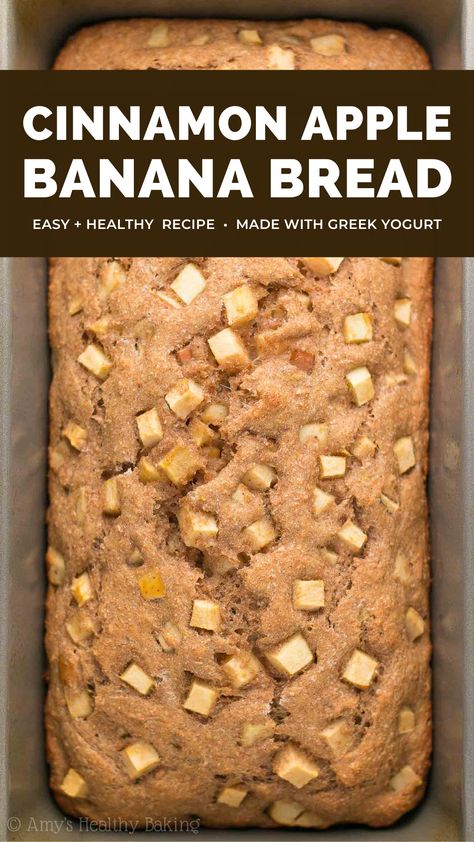 Wheat Free Banana Bread, Apple Banana Bread Healthy, Low Calorie Apple Bread, Clean Eating Banana Recipes, Banana Bread Recipe Sugar Free, Gluten Free Apple Banana Bread, Clean Eating Apple Dessert, Banana And Apple Bread, Apple Pie Banana Bread