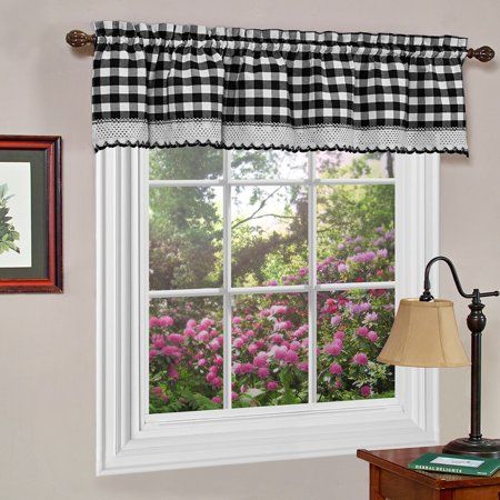 Achim Buffalo Check Window Curtain Valance - 58x14 Image 5 of 5 Kitchen Curtains Above Sink, Taupe Window Curtains, Cortinas Country, Pink Farmhouse, Buffalo Check Curtains, Farmhouse Kitchen Curtains, Tie Up Shades, Check Curtains, Above Sink