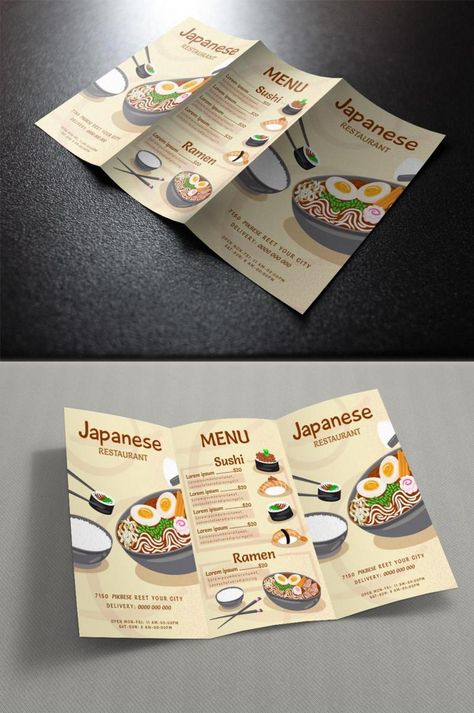 Brochure Design Food, Food Brochure, Leaflet Layout, Menu Sushi, Restaurant Brochures, Brochure Food, Packaging Illustration, Brochure Design Creative, Brochure Design Layout