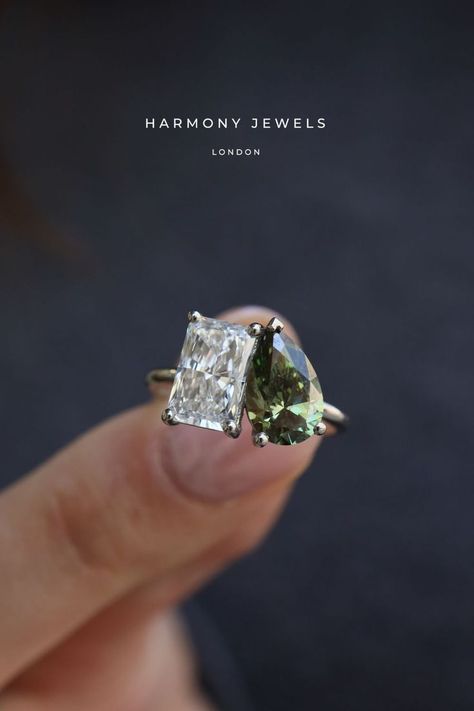 Radiant Cut Diamond Engagement Rings, Green Diamond Rings, Radiant Cut Rings, Enchanted Forest Wedding, Future Engagement Rings, Eternity Rings, Colored Engagement Rings, Bespoke Engagement Ring, Dream Engagement