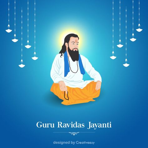 guru-ravidas-jayanti-wishes-with-vector-illustration-artwork Guru Ravidas Ji, Guru Ravidas Jayanti, Ravidas Jayanti, Psd Free Photoshop, Blue Backdrop, Cultural Celebration, Blue Backdrops, Creative Poster Design, Hindu Deities