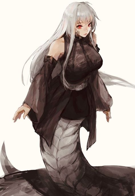 Humanoid Snake Concept Art, Lamia Character Art, Snake Lady Character Design, Snake Woman Character Design, Lamia Character Design, Snake Humanoid, Lamia Oc, Snake Girl Art, Naga Character Design