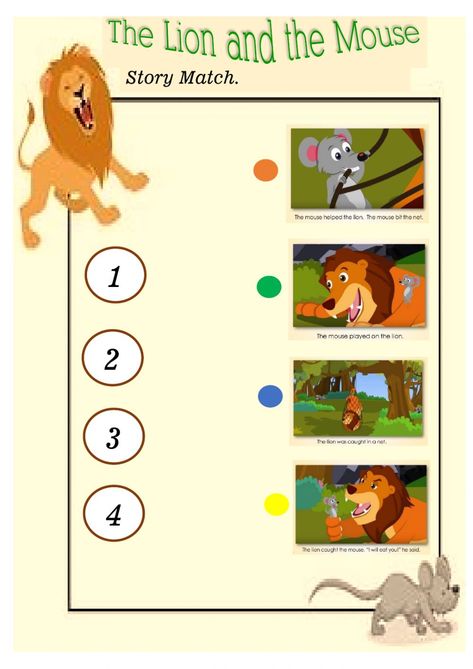 Ejercicio de Story the lion and the mouse The Lion And The Mouse Worksheet, Lion And Mouse, Winnie The Witch, The Lion And The Mouse, Kids Role Play, Lion And The Mouse, English As A Second Language (esl), Reading Stories, English As A Second Language