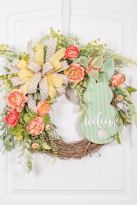 Easter Wreath Ideas, Easter Wreaths For Front Door, Easter Front Door Wreath, Florist Ideas, Easter Front Door, Spring Front Door, Decorative Wreaths, Deco Mesh Wreaths Diy, Creative Wreaths