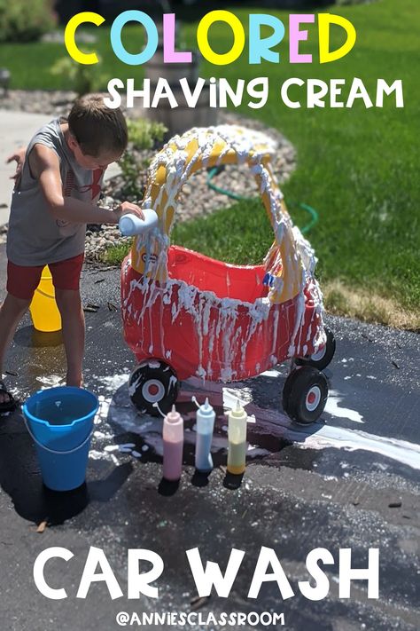 Car Wash Kids Activity, Car Wash Party, Kid Car Wash, Toy Car Wash, Diy Car Wash, Cream Car, Rainbow Car, Toddler Car, Gross Motor Activities