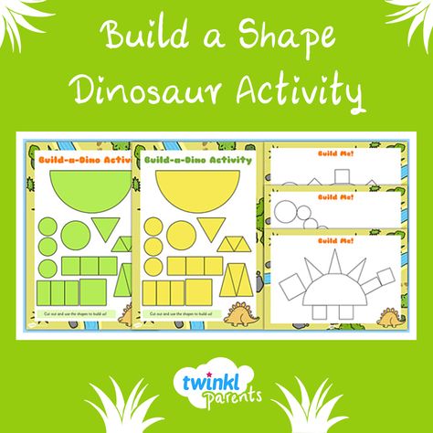 Build A Dinosaur With Shapes, Shape Dinosaur Craft, Dino Activities, Build A Dinosaur, Dinosaur Classroom, Types Of Dinosaurs, Dinosaur Activity, Dinosaur Craft, Prek Crafts