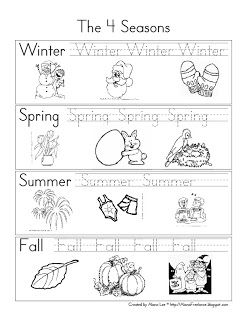 Pre-K and Kindergarten Seasons Review Seasons Worksheets For Kindergarten, Kindergarten Seasons, Seasons Kindergarten, Seasons Preschool, Seasons Lessons, Seasons Worksheets, Preschool Weather, Pre K Worksheets, Seasons Activities