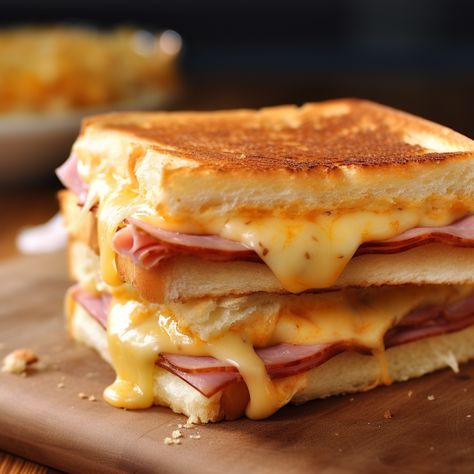 Croc Monsieur, Resep Sandwich, Actifry Recipes, Grilled Ham And Cheese, Sandwich Day, Making Grilled Cheese, Cheese Sandwich Recipes, Grilled Ham, Croque Madame